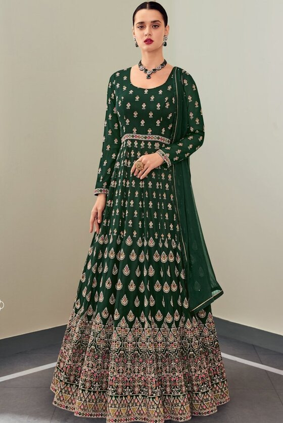 Sacranento Green Georgette Embroidered Anarkali Suit