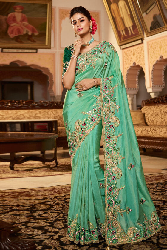 Sea Green Exclusive Designer Saree