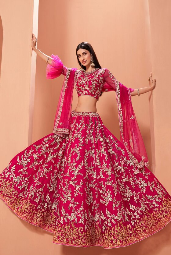 Popup Pink Designer Embroidered Lehenga