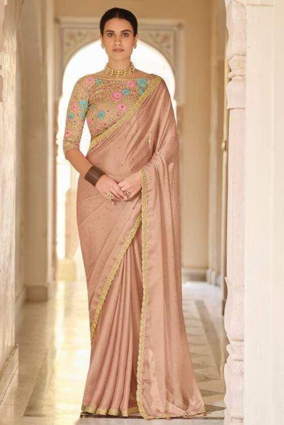 Rose Beige Exclusive Organza Designer Saree