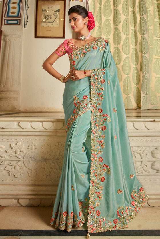 Sky Blue Exclusive Designer Saree