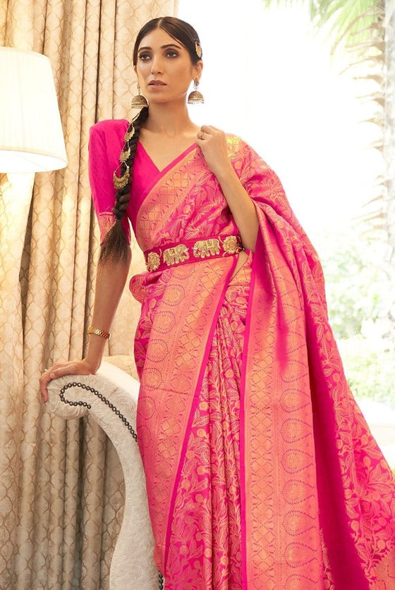 Begonia Pink Kanjivaram Saree