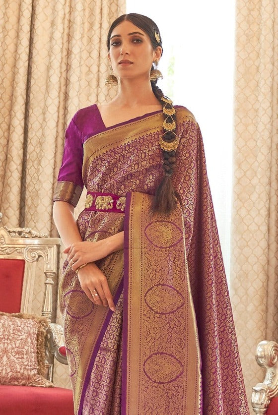 Indigo Purple Kanjivaram Saree