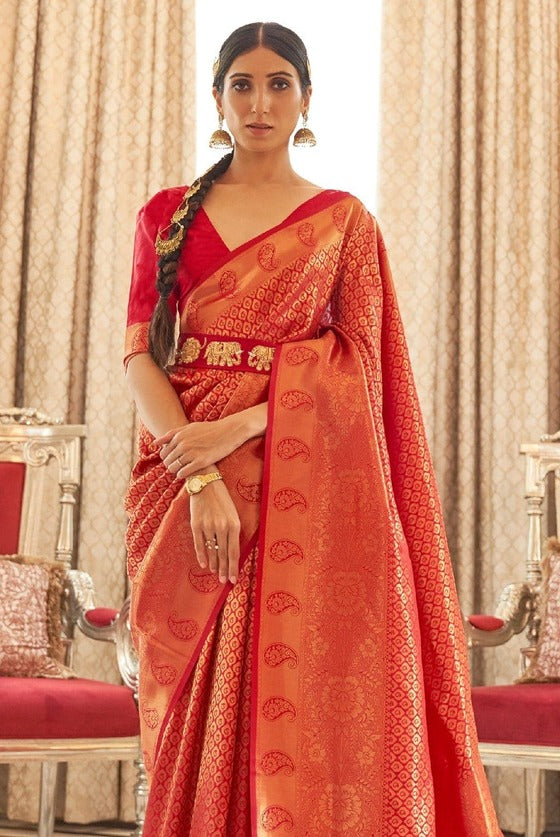 Venetian Red Kanjivaram Saree