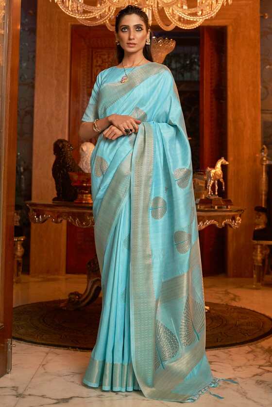 Bright Blue Banarasi Saree