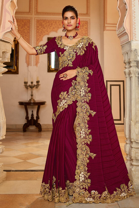 Wine Exclusive Designer Saree