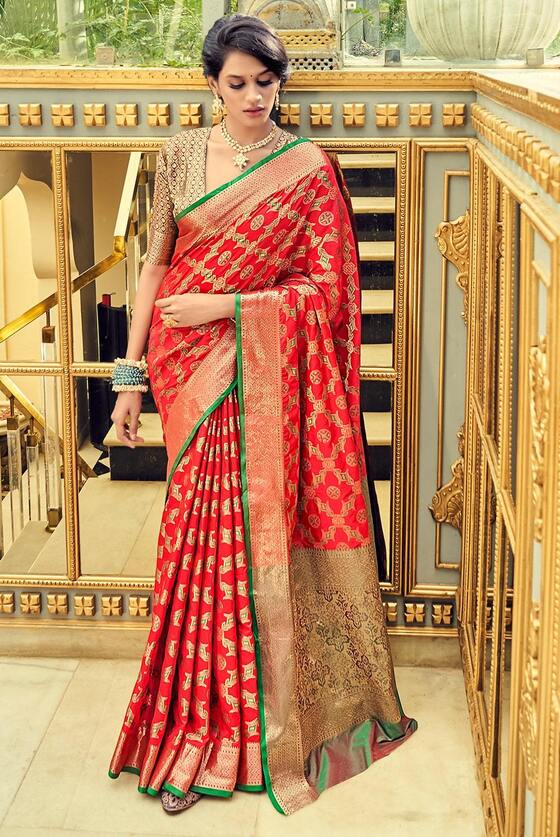 Red Art Silk Woven Patola Banarasi Saree