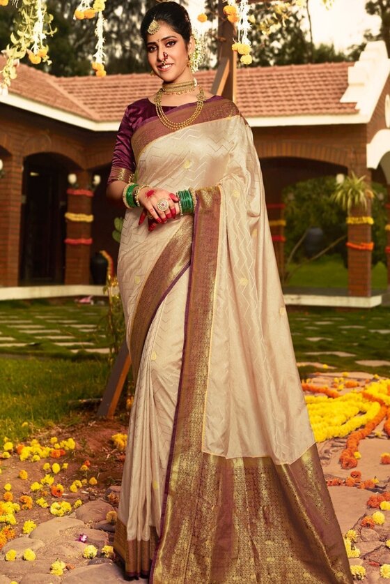 Wheat Brown Woven Kanjivaram Saree