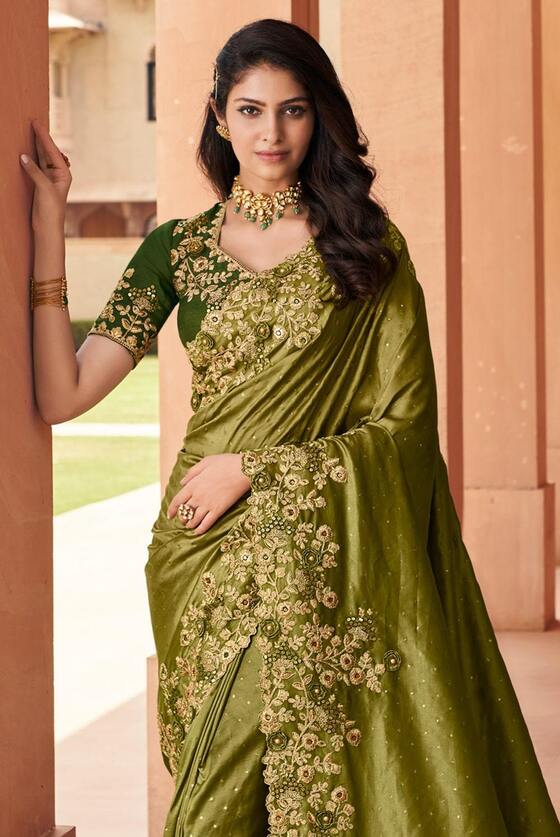 Green Designer Party Wear Saree