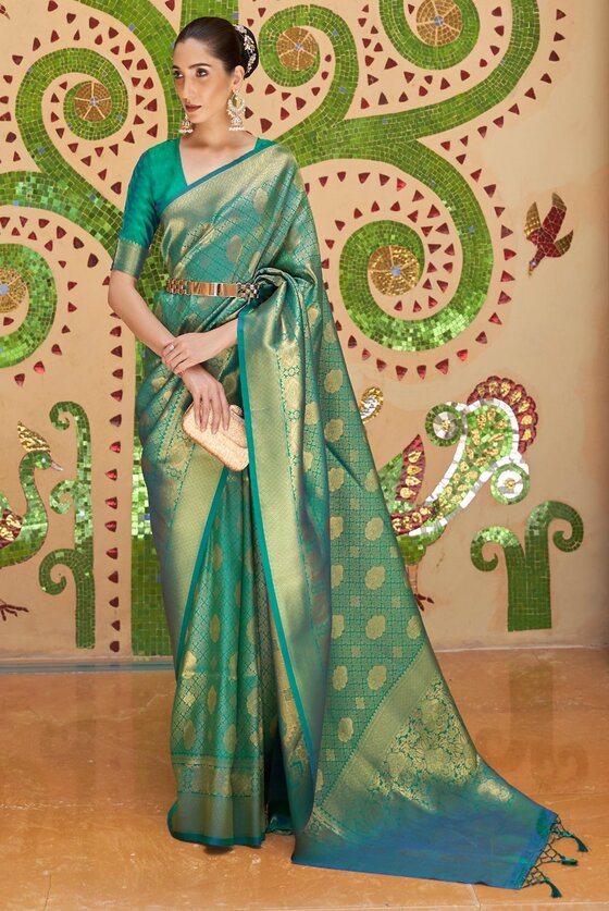 Green Zari Woven Traditional Kanjivaram Saree