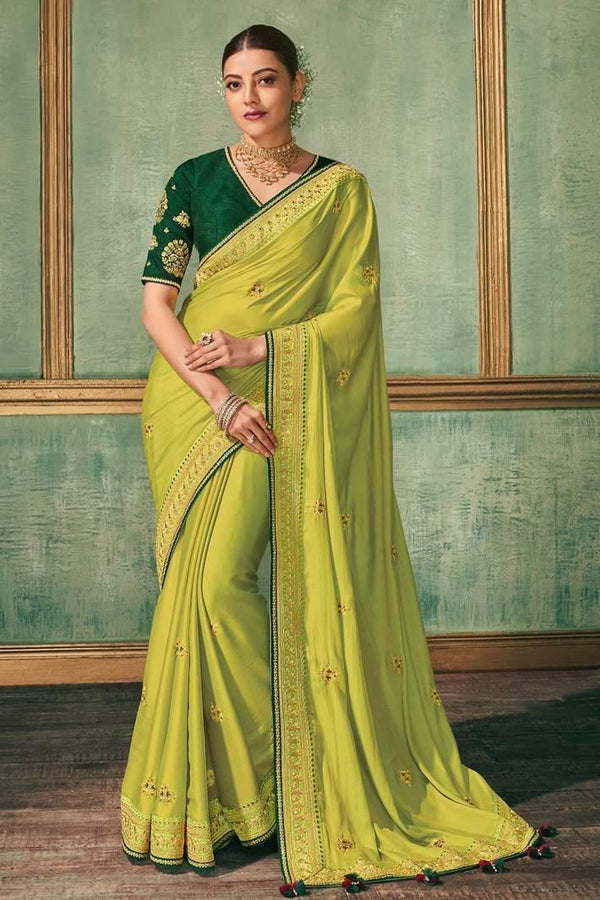 Lime  Green Designer South Silk Sarees