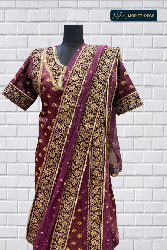 Wine Purple Khadadupaatta Designed For Weddings