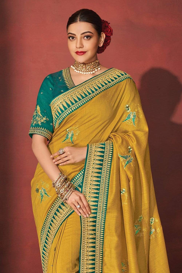 Mellow Yellow Designer South Silk Sarees