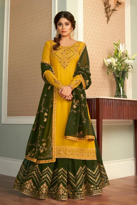 Yellow Green Sharara Suits for Festivals and Parties