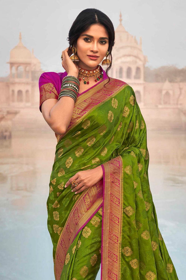 Olive Green  Kanjivaram Exclusive Zari Woven Silk Saree