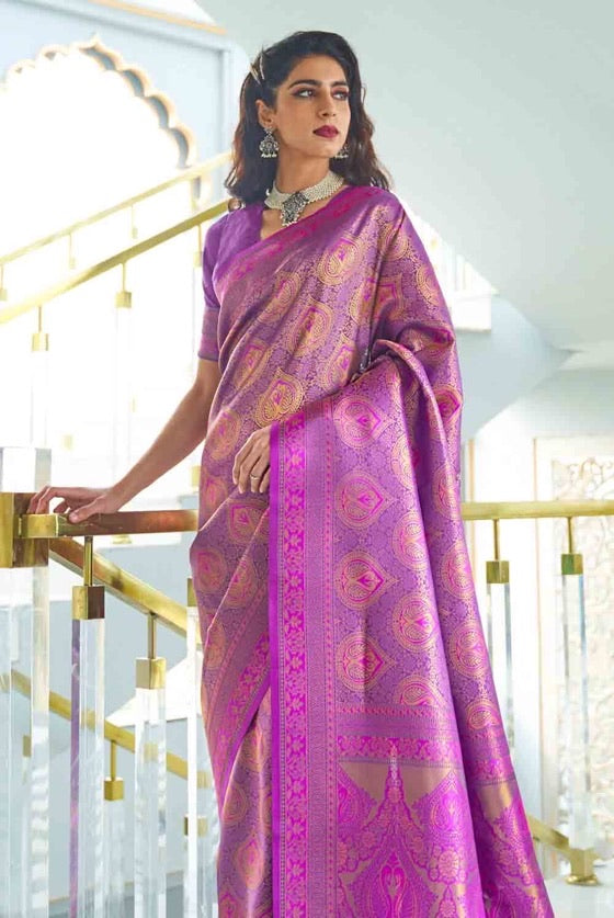 Purple Kanjivaram Saree