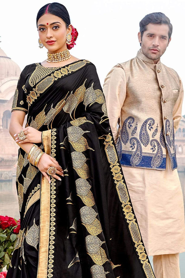 Black Banarasi Saree with Embroidered Blouse