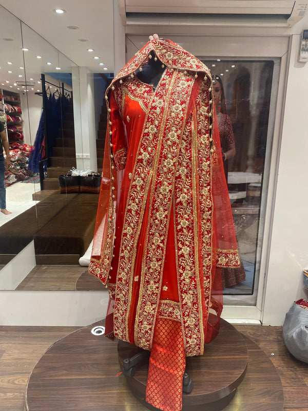 Cherry Red Bridal Khadadupatta