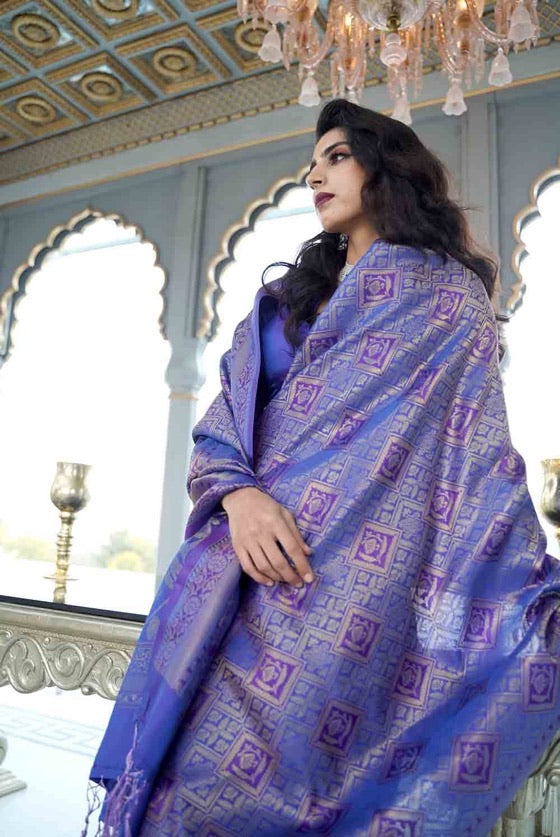 Azure Blue Kanjivaram Saree