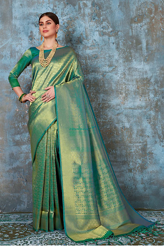 Green Zari Woven Kanjivaram Silk Saree