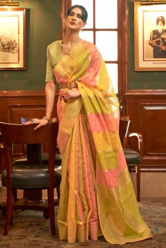 Multi-shaded Organza Weaving Saree