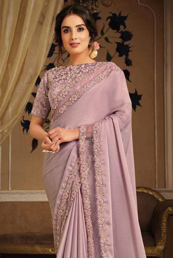 Lavender Purple Designer Saree