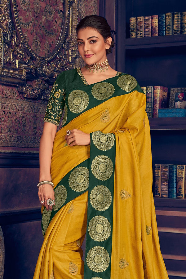 Corn yellow woven paithani saree