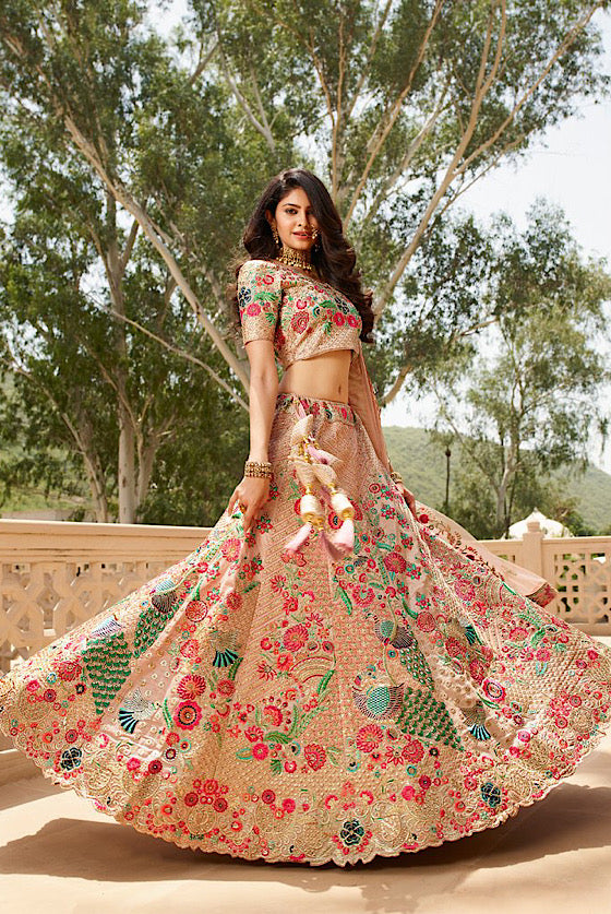 Pastel Pink Multi-Embroidered Heavy Lehanga Choli