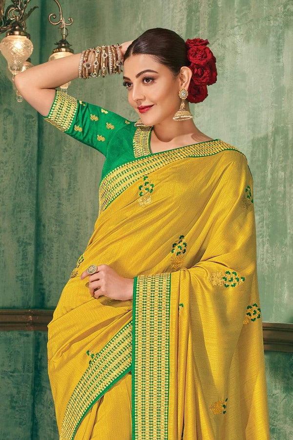 Mustard Yellow Designer South Silk Saree