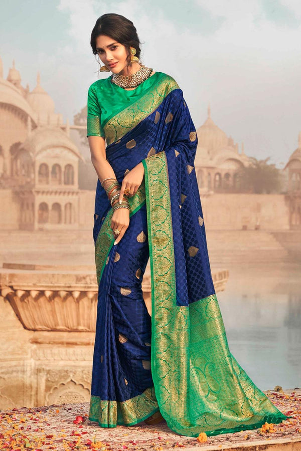 Navy Blue  Kanjivaram Exclusive Zari Woven Silk Saree