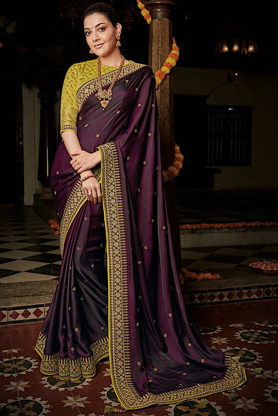 Purple Wine Designer South Silk Saree