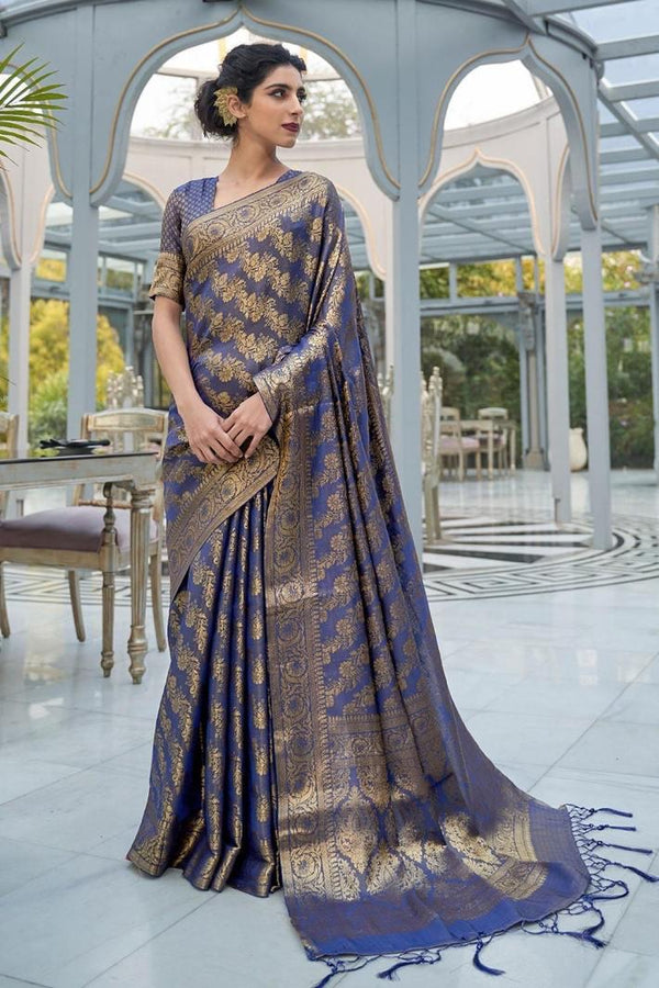 Blue Zari Woven Kanjivaram Silk Saree