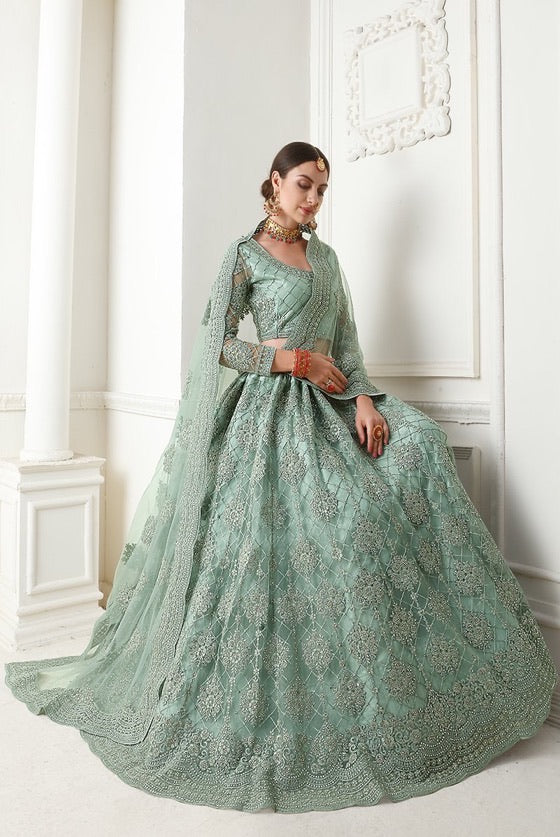 Light green Designer Lehenga Choli With Heavy Embroidery Work