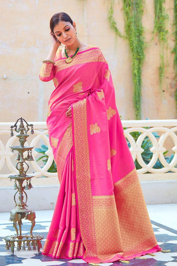 Pink Woven Banarasi Saree