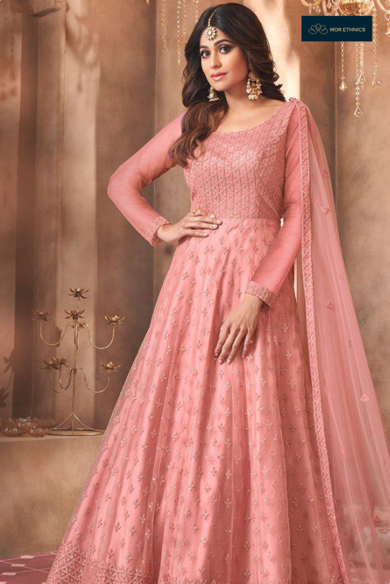 Peach Semi Stitched Anarkali for Festivals