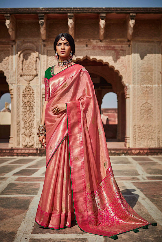 Blush Pink Woven South Silk Sarees