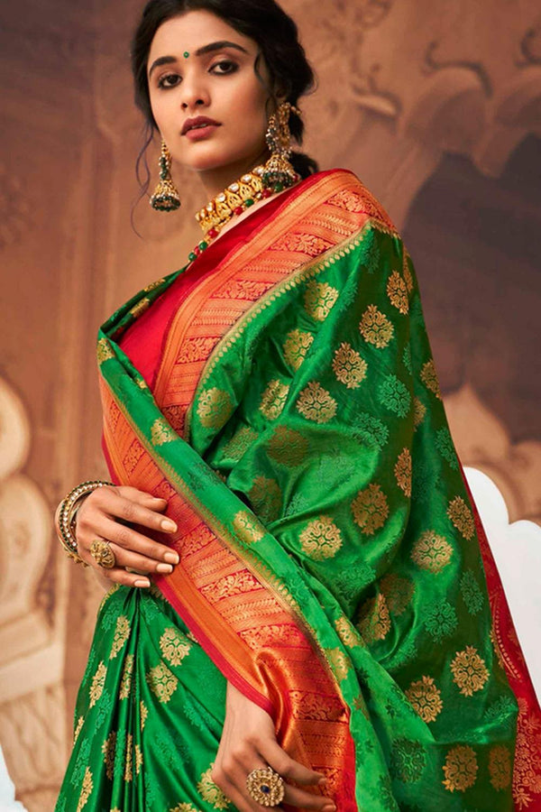 Green  Kanjivaram Exclusive Zari Woven Silk Saree