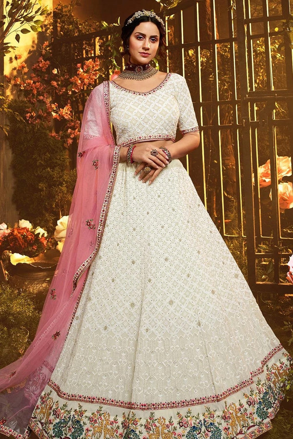 Cremish White Exclusively Styled Lehenga Choli