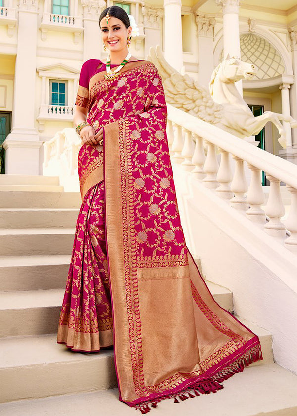 Fandango Violet Zari Woven Banarasi Silk Saree