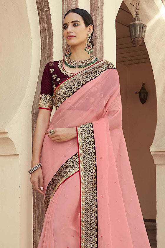 Orchid Pink Exclusive Organza Saree