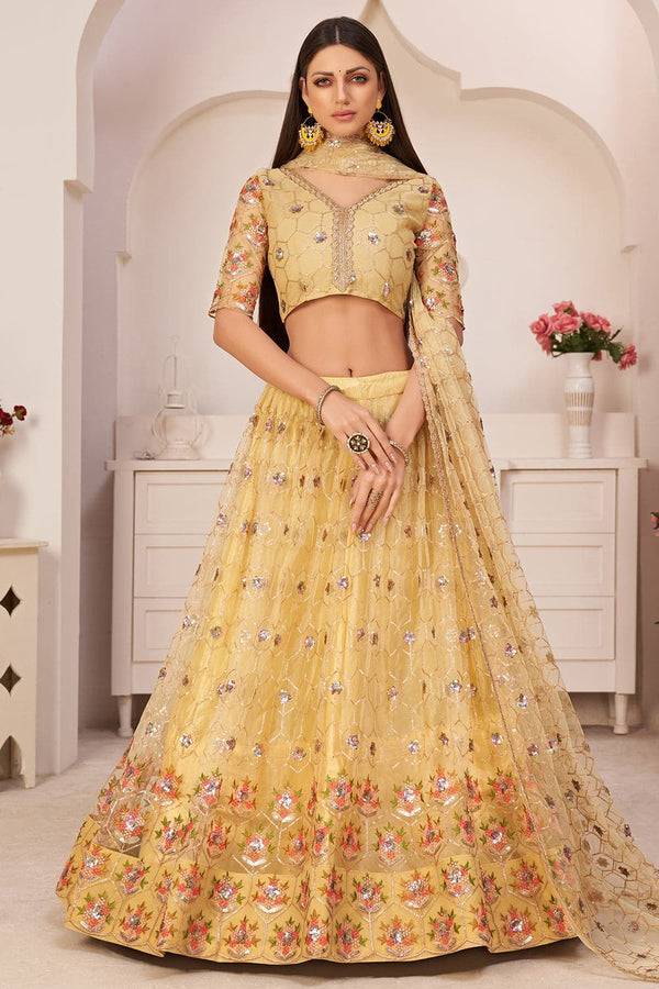 Butter Yellow Stylish Lehenga Choli