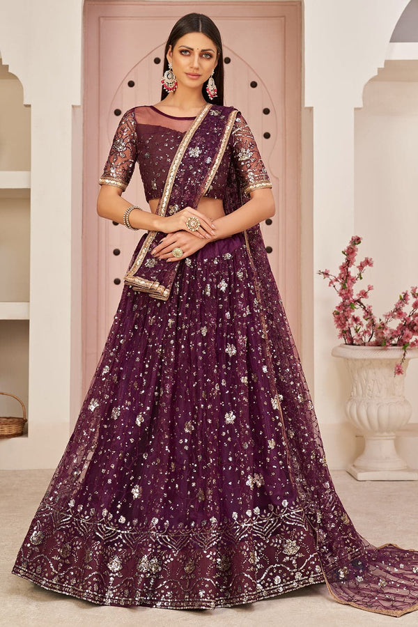 Wine Maroon Stylish Lehenga Choli