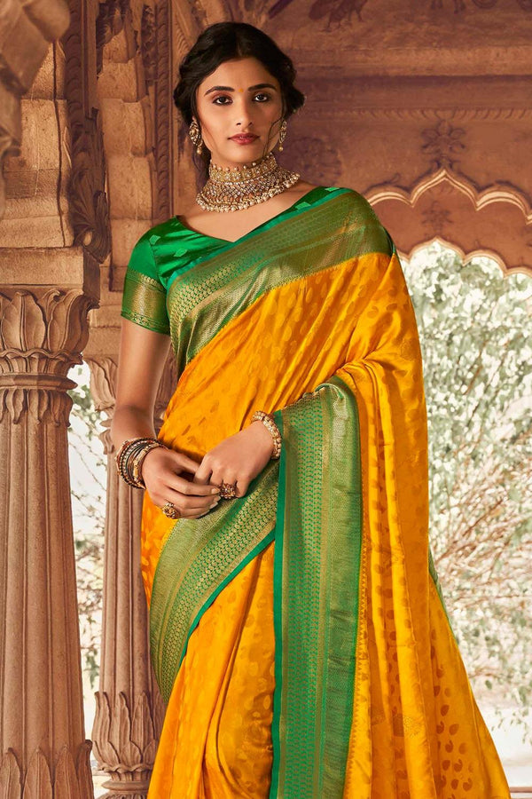 Mango Yellow  Kanjivaram Exclusive Zari Woven Silk Saree