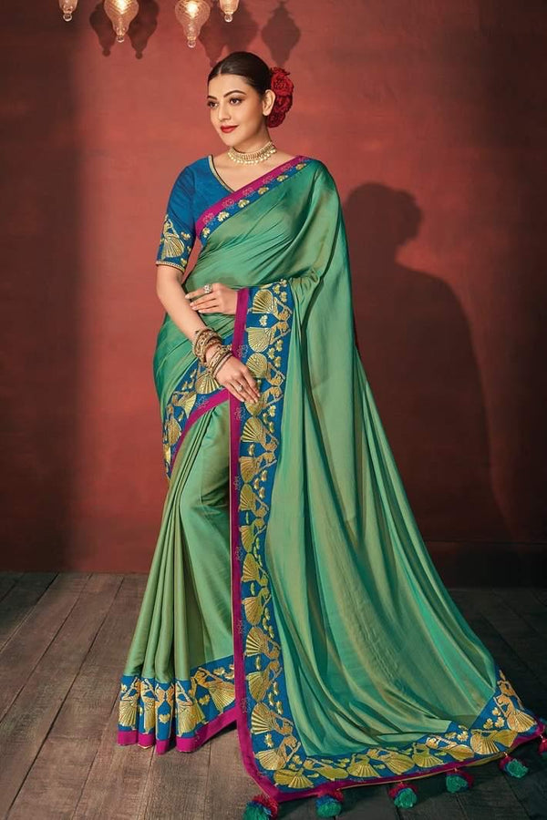 Jade Green Designer South Silk Saree