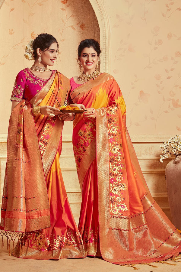 Multicolour zari woven banarasi saree