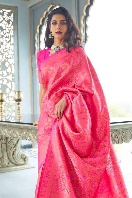 Pink Kanjivaram Saree