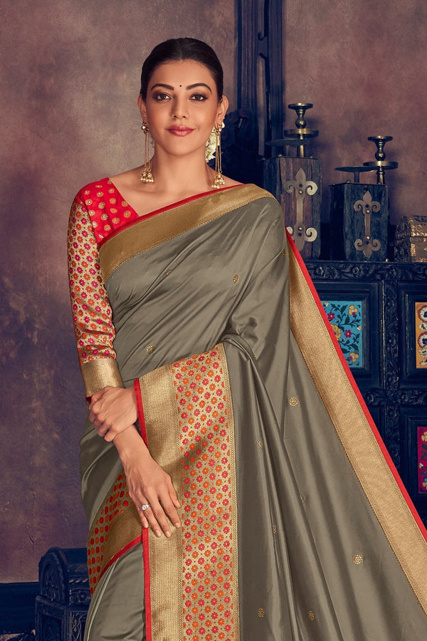 Mink Grey Woven Paithani Silk saree