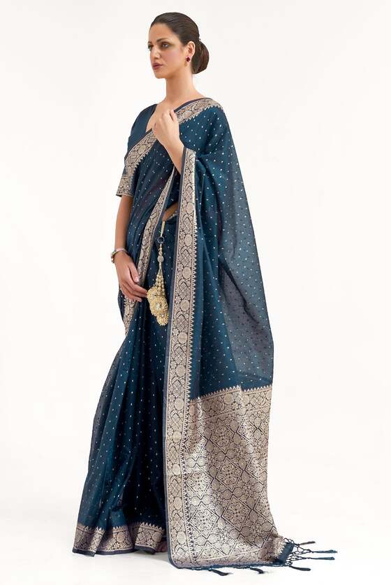 Neelambari Blue Woven Banarasi Silk And Zari Saree