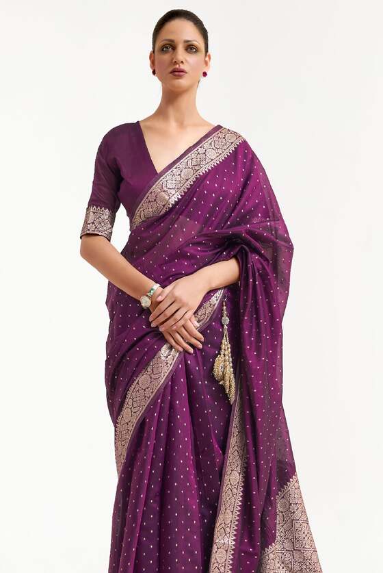 Palace Purple Woven Banarasi Silk And Zari Saree