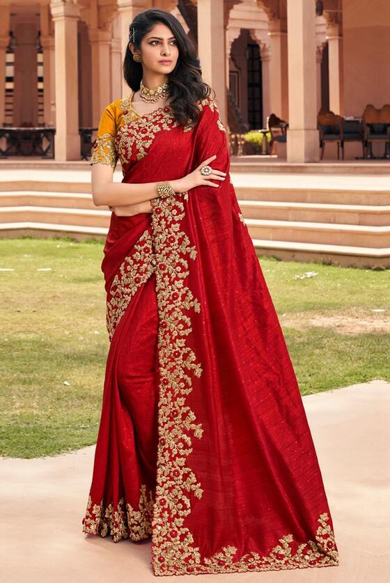 Red Designer Party Wear Saree